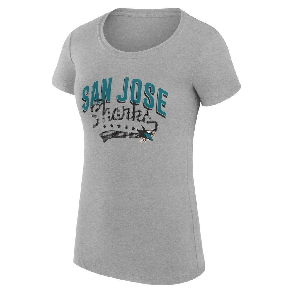 NHL San Jose Sharks G-III 4Her by Carl Banks Women's Super-Slim Fit Lightweight Filigree Logo T-Shirt – Gray