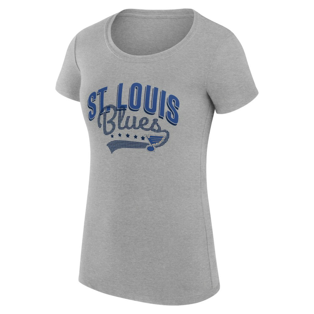 NHL St. Louis Blues G-III 4Her by Carl Banks Women's Super-Slim Fit Lightweight Filigree Logo T-Shirt – Gray