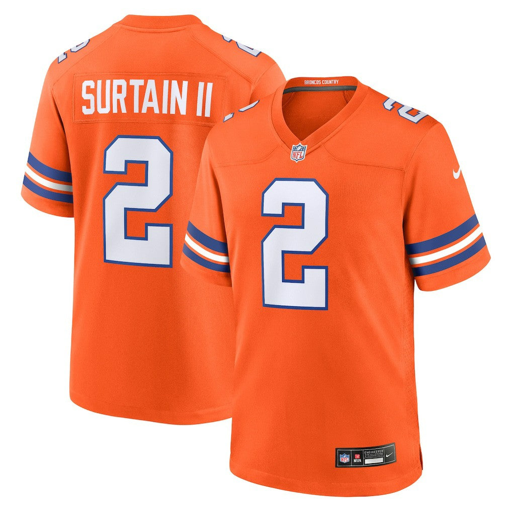 Patrick Surtain II Denver Broncos Mile High Collection 1977 Throwback Player Game Jersey Orange