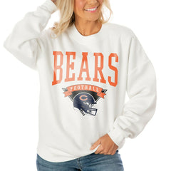 Chicago Bears Gameday Couture Women's Oversized Yard Line Tri-Blend Pullover Sweatshirt White