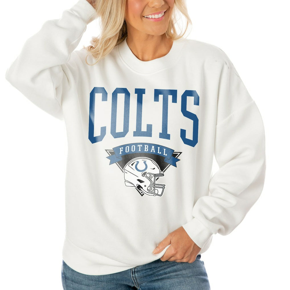 Indianapolis Colts Gameday Couture Women's Oversized Yard Line Tri-Blend Pullover Sweatshirt White