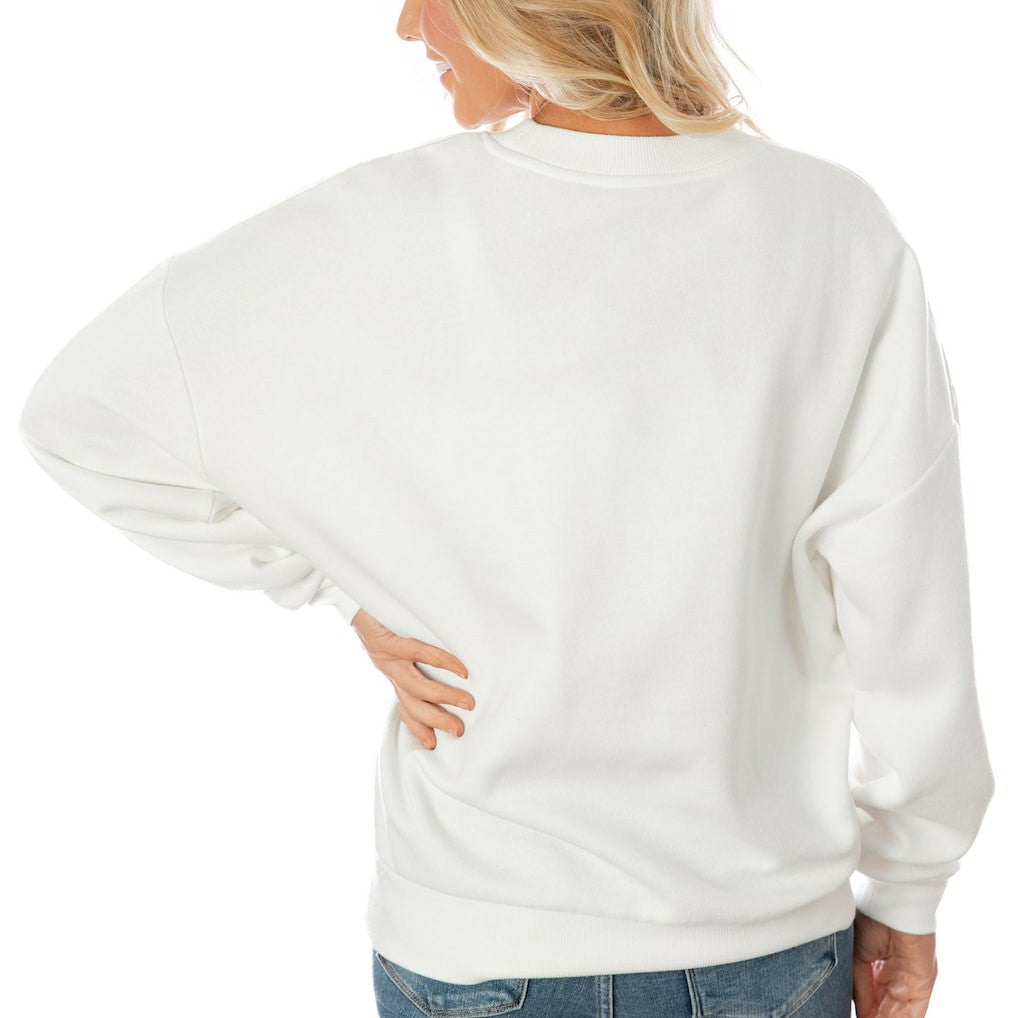 Las Vegas Raiders Gameday Couture Women's Oversized Yard Line Tri-Blend Pullover Sweatshirt White