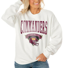 Washington Commanders Gameday Couture Women's Oversized Yard Line Tri-Blend Pullover Sweatshirt White