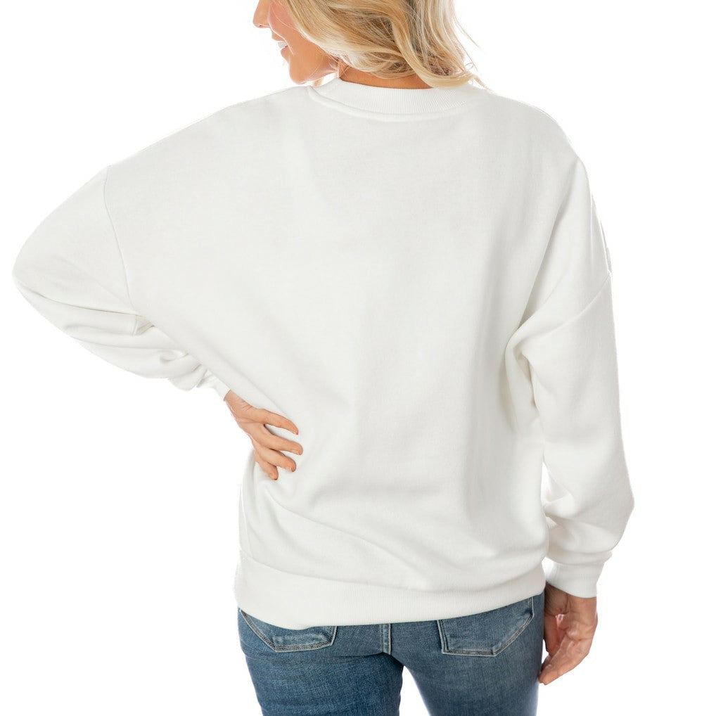 Dallas Cowboys Gameday Couture Women's Oversized Yard Line Tri-Blend Pullover Sweatshirt White
