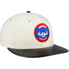 Chicago Cubs New Era Game Night Leather Visor 59FIFTY Fitted Hat - Cream Hats