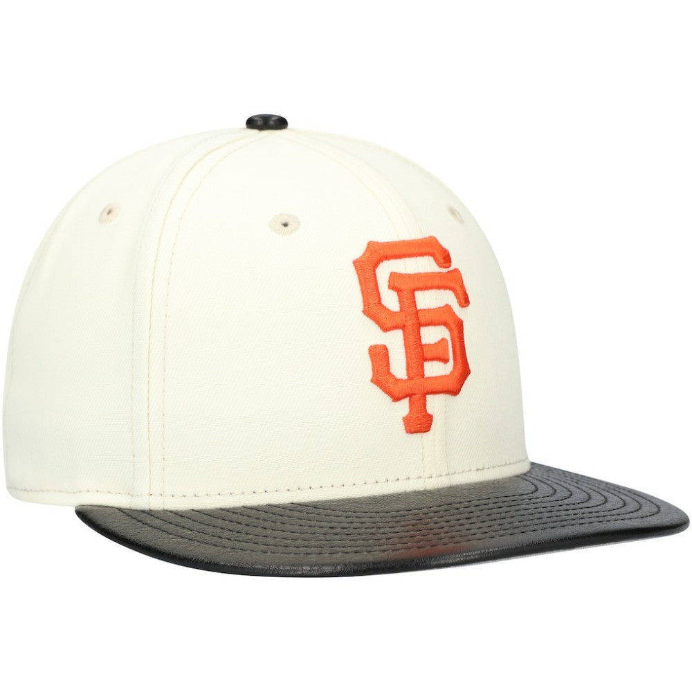 San Francisco Giants New Era Game Night Leather Visor 59FIFTY Fitted Hat - Cream Hats