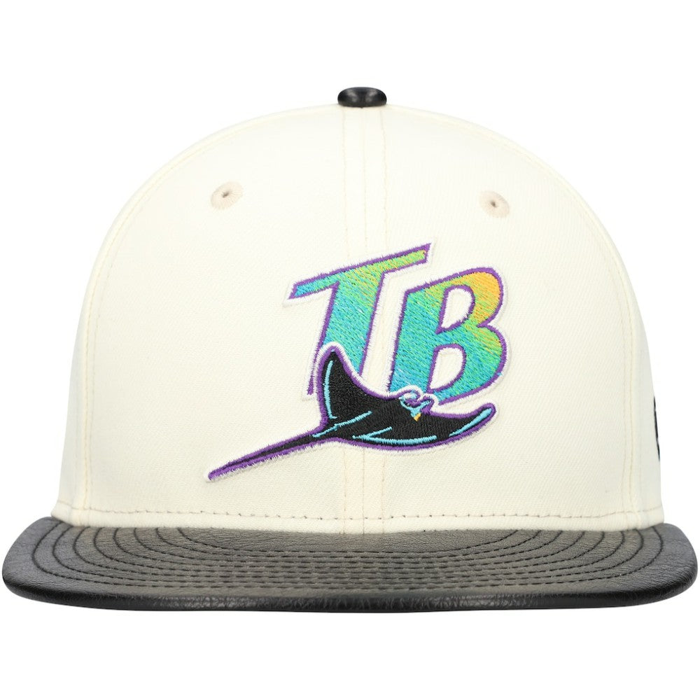 Tampa Bay Rays New Era Game Night Leather Visor 59FIFTY Fitted Hat - Cream Hats