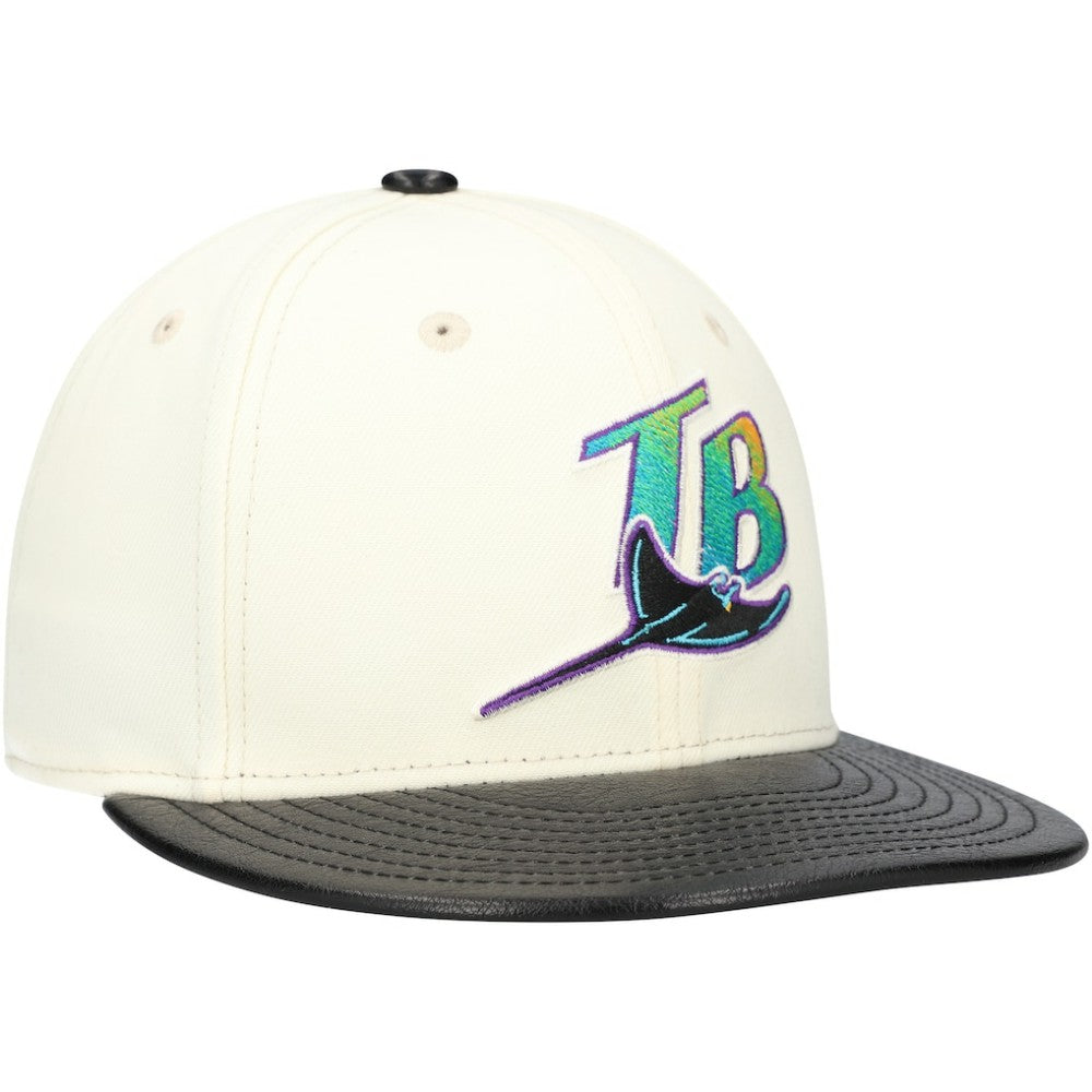 Tampa Bay Rays New Era Game Night Leather Visor 59FIFTY Fitted Hat - Cream Hats