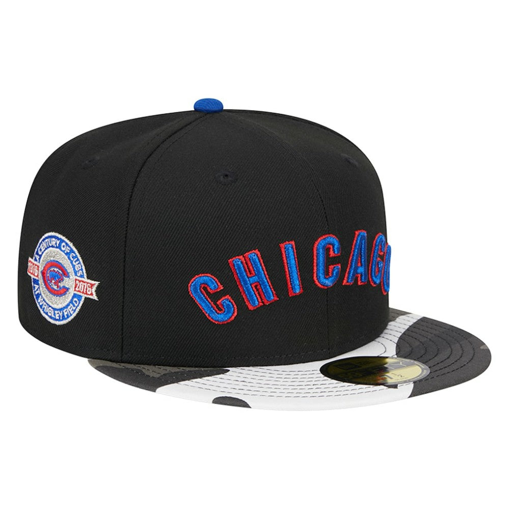 Chicago Cubs New Era Metallic Camo 59FIFTY Fitted Hat - Black Hats