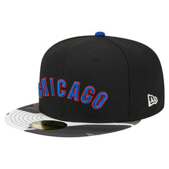Chicago Cubs New Era Metallic Camo 59FIFTY Fitted Hat - Black Hats