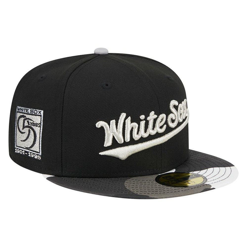 Chicago White Sox New Era Metallic Camo 59FIFTY Fitted Hat - Black Hats