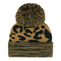 Brooklyn Nets '47 Women's Rosette Cuffed Knit Hat with Pom Leopard