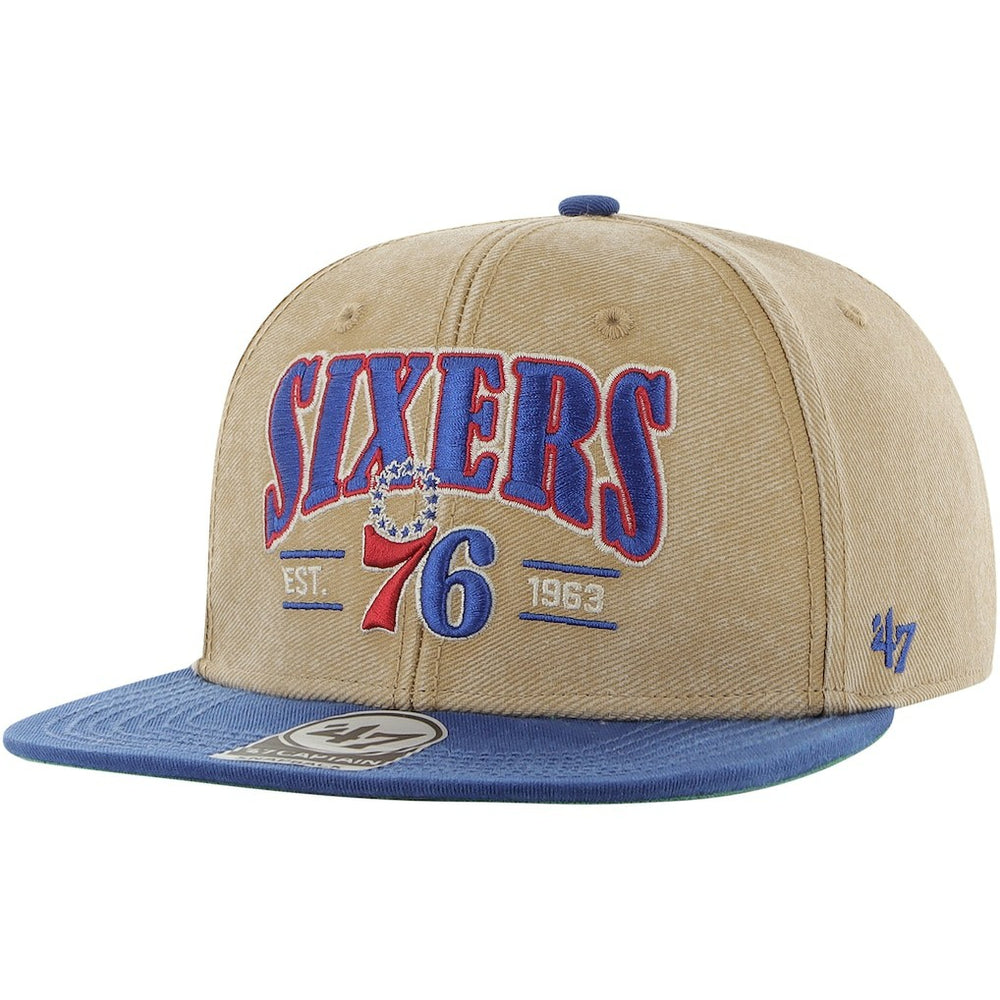 Philadelphia 76ers '47 Chilmark Captain Snapback Khaki/Royal