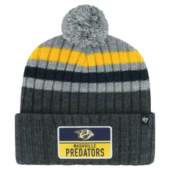 NHL Nashville Predators '47 Stack Patch Cuffed Knit Hat with Pom - Gray