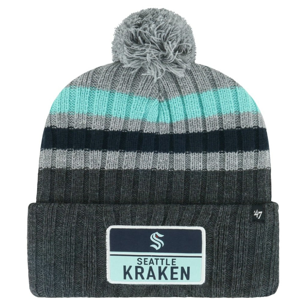 NHL Seattle Kraken '47 Stack Patch Cuffed Knit Hat with Pom - Gray