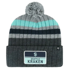 NHL Seattle Kraken '47 Stack Patch Cuffed Knit Hat with Pom - Gray