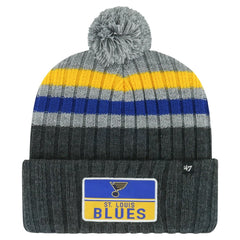 NHL St. Louis Blues '47 Stack Patch Cuffed Knit Hat with Pom - Gray