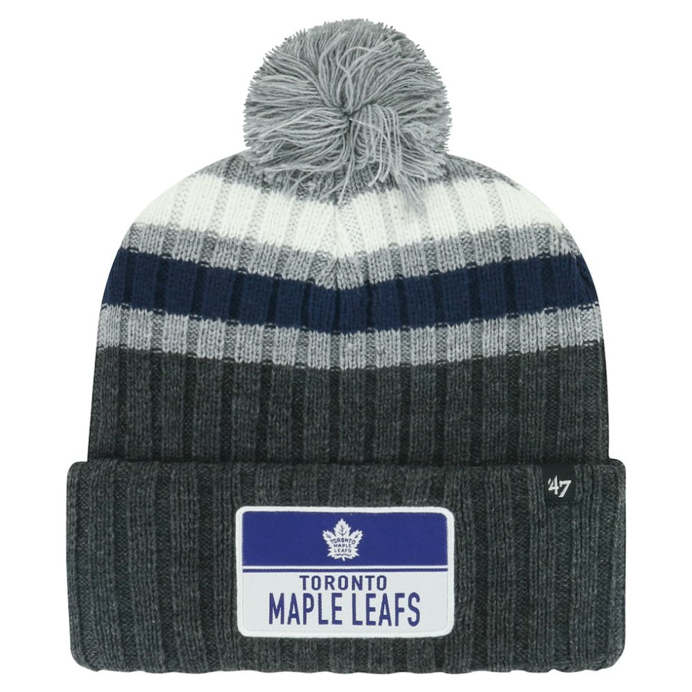 NHL Toronto Maple Leafs '47 Stack Patch Cuffed Knit Hat with Pom - Gray