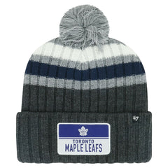 NHL Toronto Maple Leafs '47 Stack Patch Cuffed Knit Hat with Pom - Gray