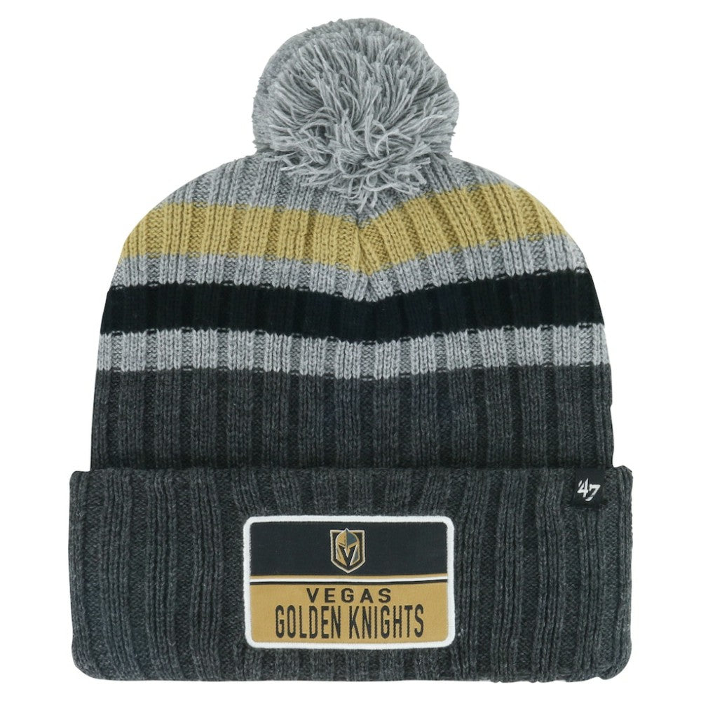 NHL Vegas Golden Knights '47 Stack Patch Cuffed Knit Hat with Pom - Gray