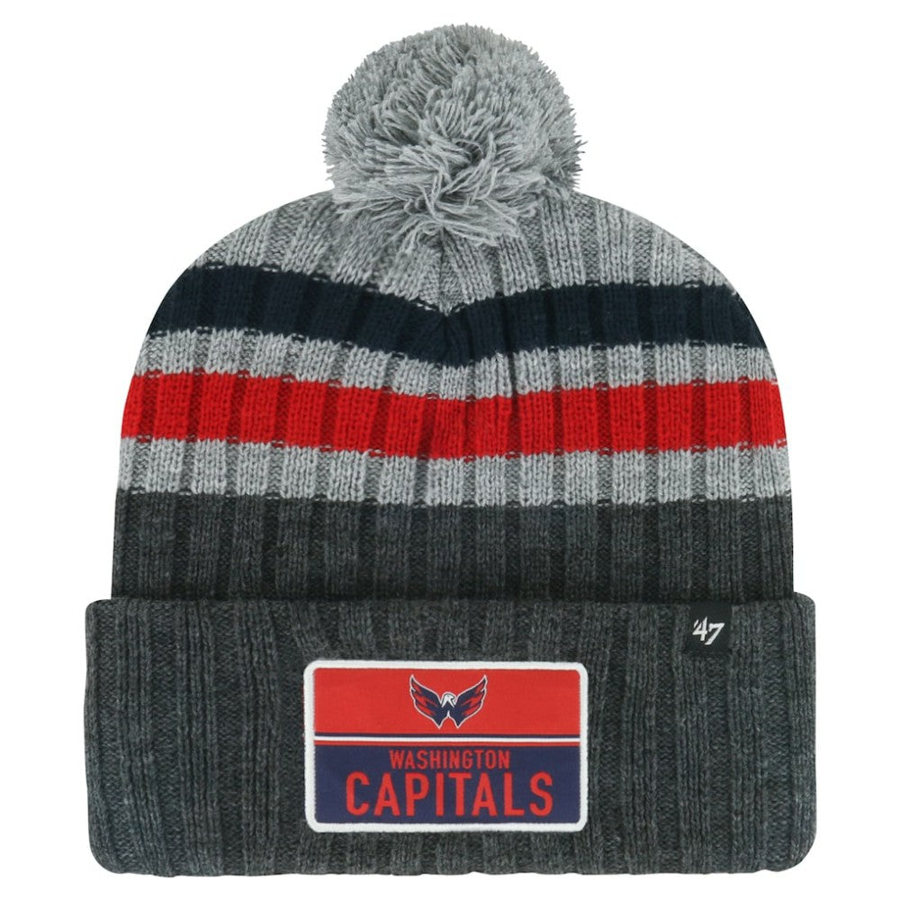 NHL Washington Capitals '47 Stack Patch Cuffed Knit Hat with Pom - Gray