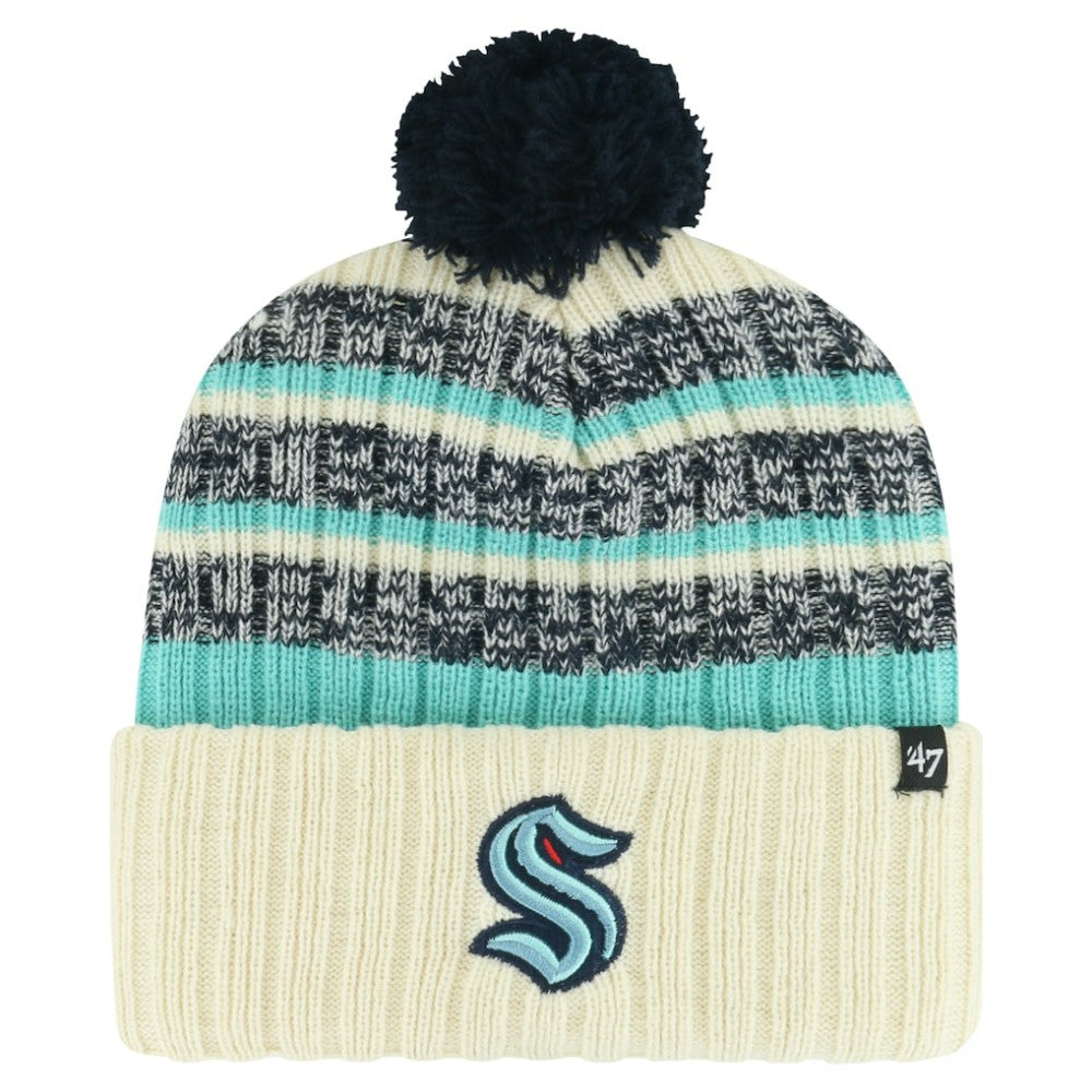NHL Seattle Kraken '47 Tavern Cuffed Knit Hat with Pom - Cream