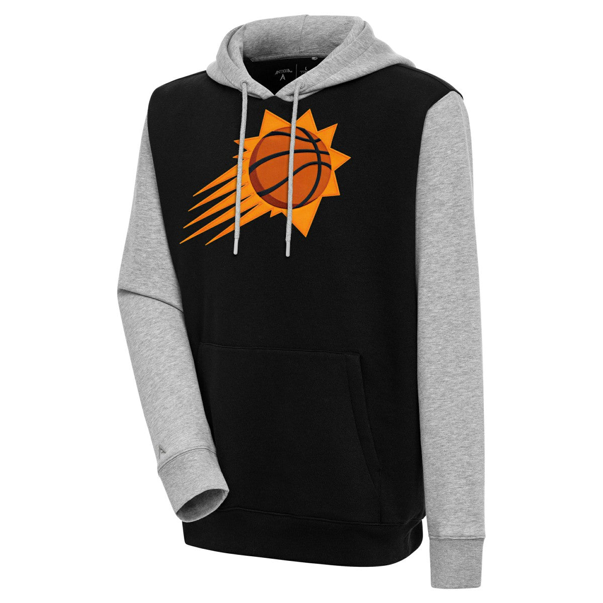 Phoenix Suns Antigua Victory Colorblock Pullover Hoodie Black/Heather Gray