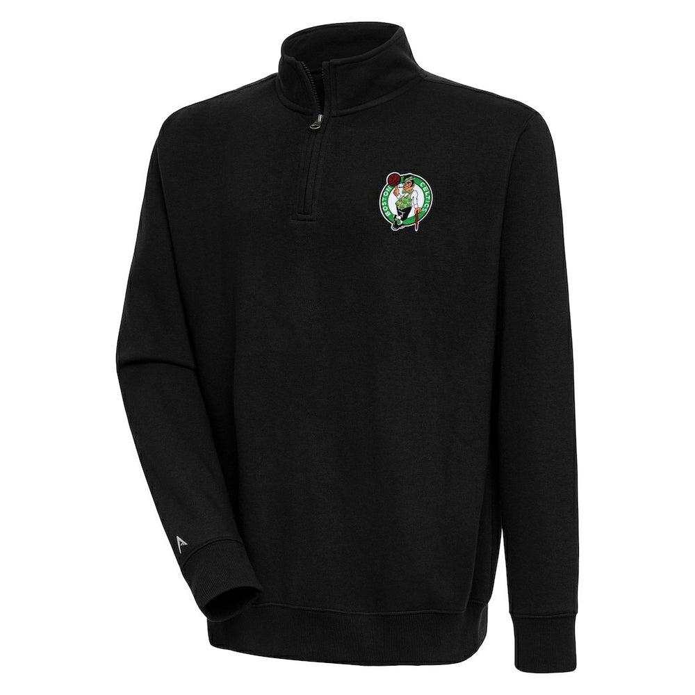 Boston Celtics Antigua Victory Quarter-Zip Pullover Top Black