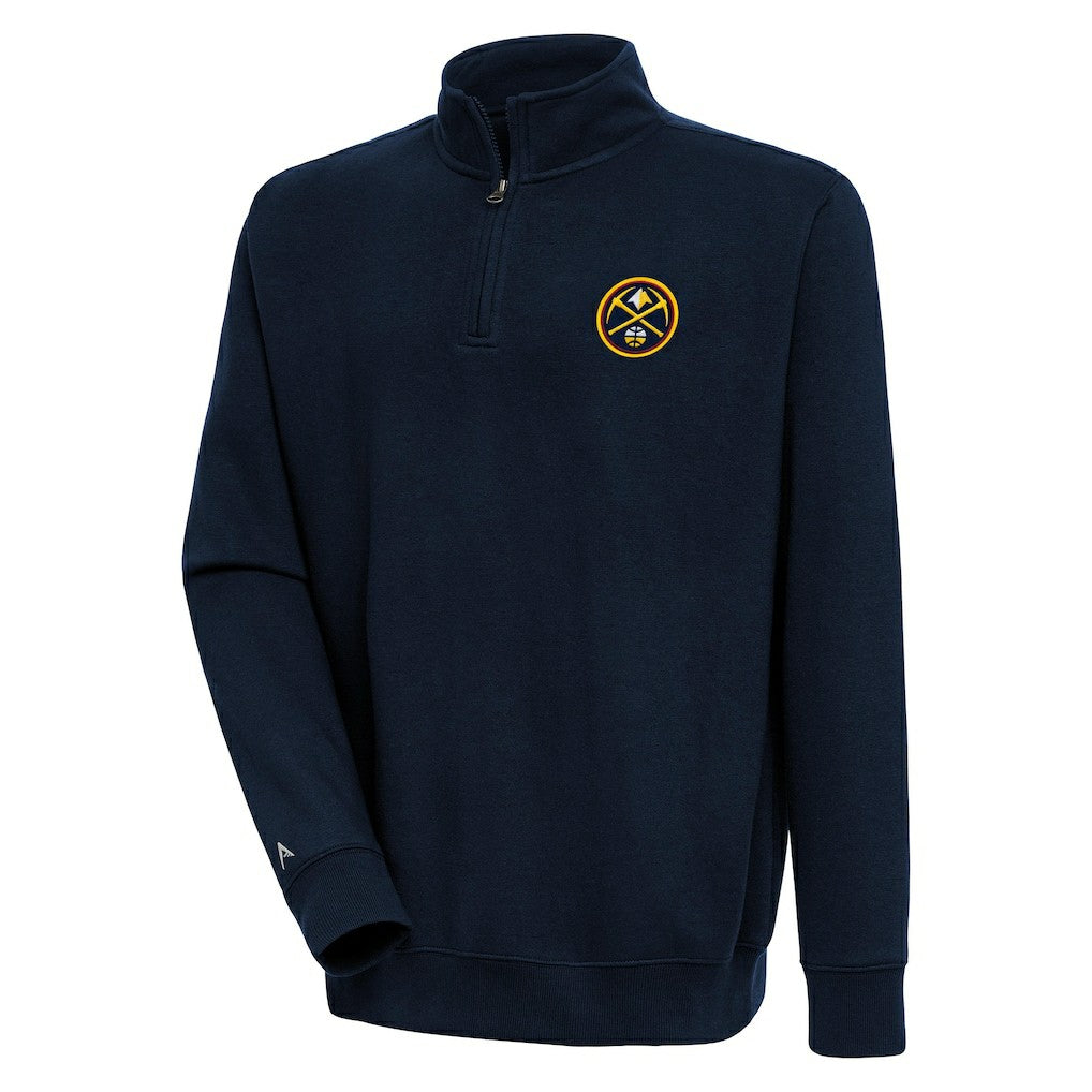 Denver Nuggets Antigua Victory Quarter-Zip Pullover Top Navy