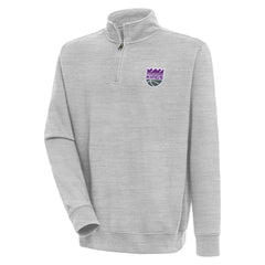 Sacramento Kings Antigua Victory Quarter-Zip Pullover Top Heather Gray