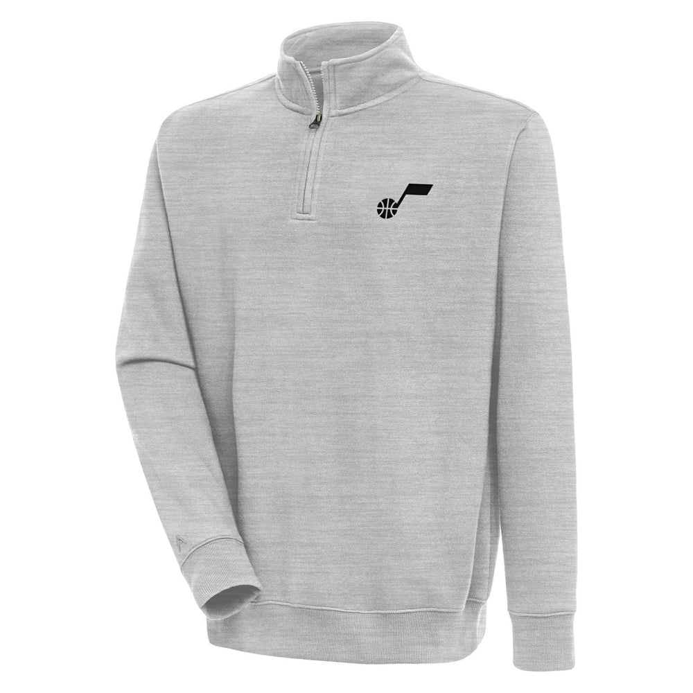 Utah Jazz Antigua Victory Quarter-Zip Pullover Top Heather Gray