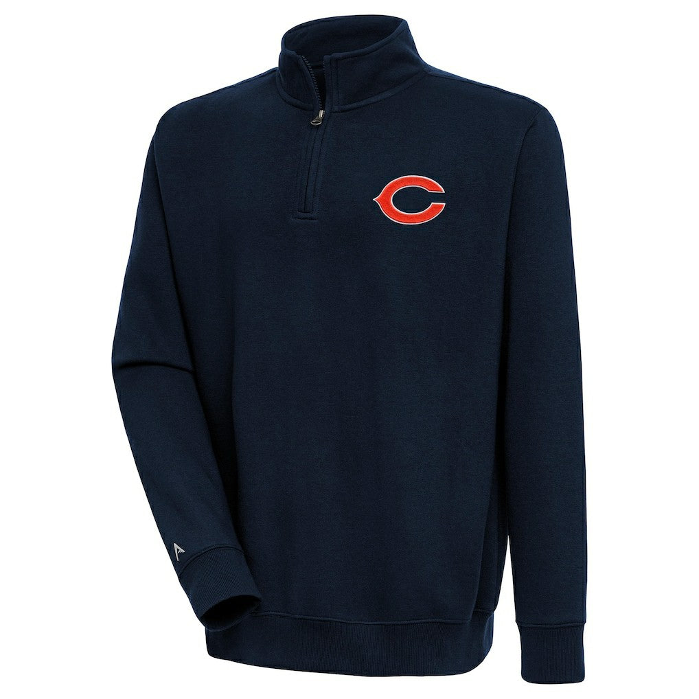 Chicago Bears Antigua Victory Quarter-Zip Pullover Top Navy