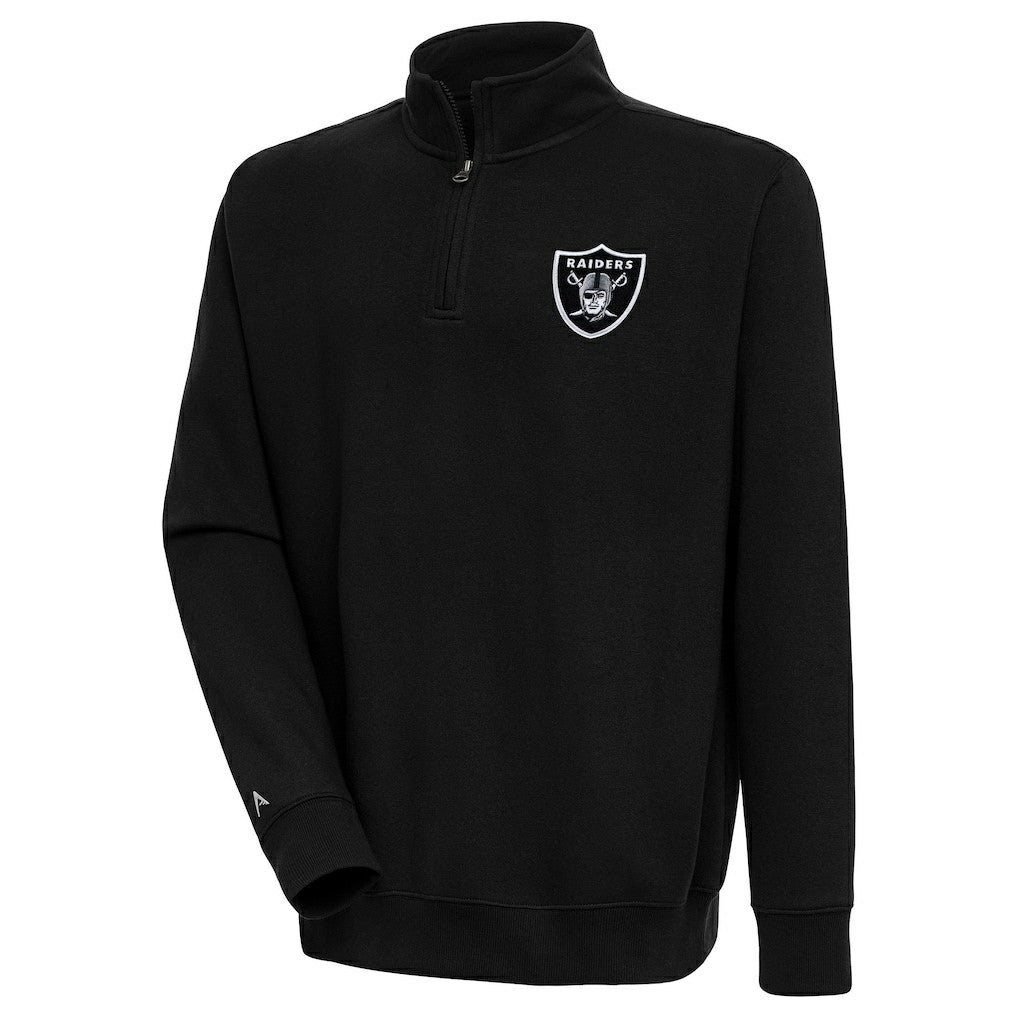 Las Vegas Raiders Antigua Victory Quarter-Zip Pullover Top Black