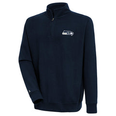 Seattle Seahawks Antigua Victory Quarter-Zip Pullover Top College Navy