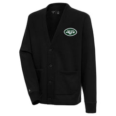 New York Jets Antigua Victory Button-Up Cardigan Black