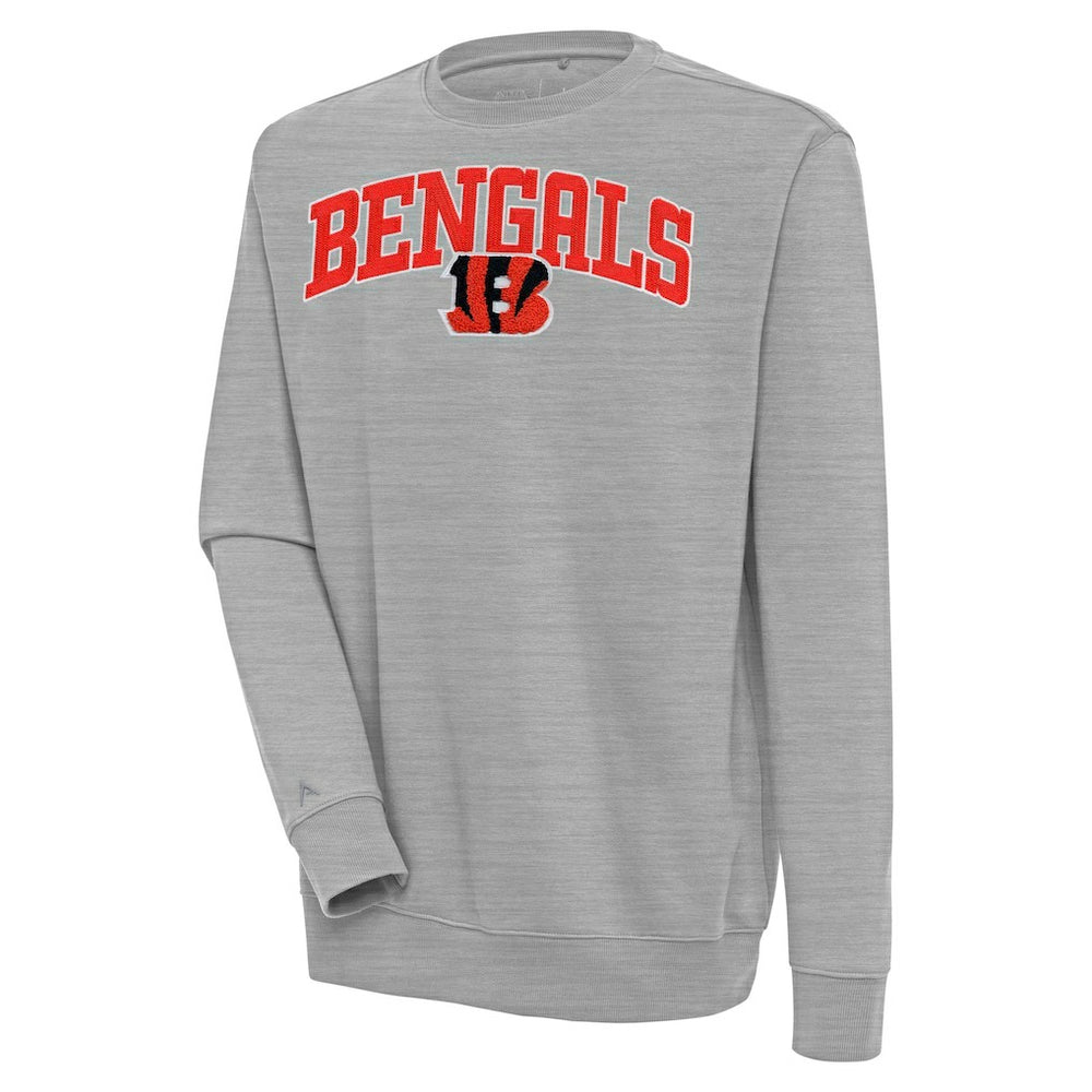 Cincinnati Bengals Antigua Victory Chenille Pullover Sweatshirt Heather Gray