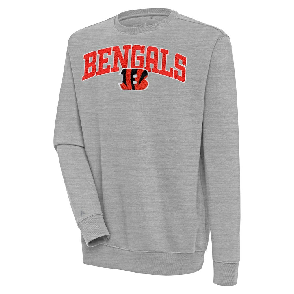 Cincinnati Bengals Antigua Victory Chenille Pullover Sweatshirt Heather Gray