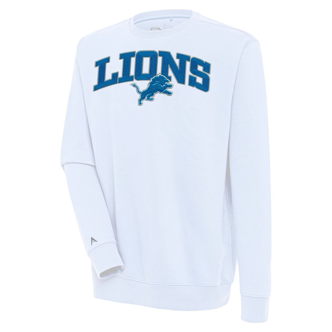 Detroit Lions Antigua Victory Chenille Pullover Sweatshirt White