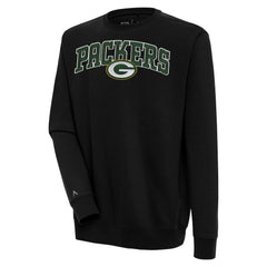 Green Bay Packers Antigua Victory Chenille Pullover Sweatshirt Black