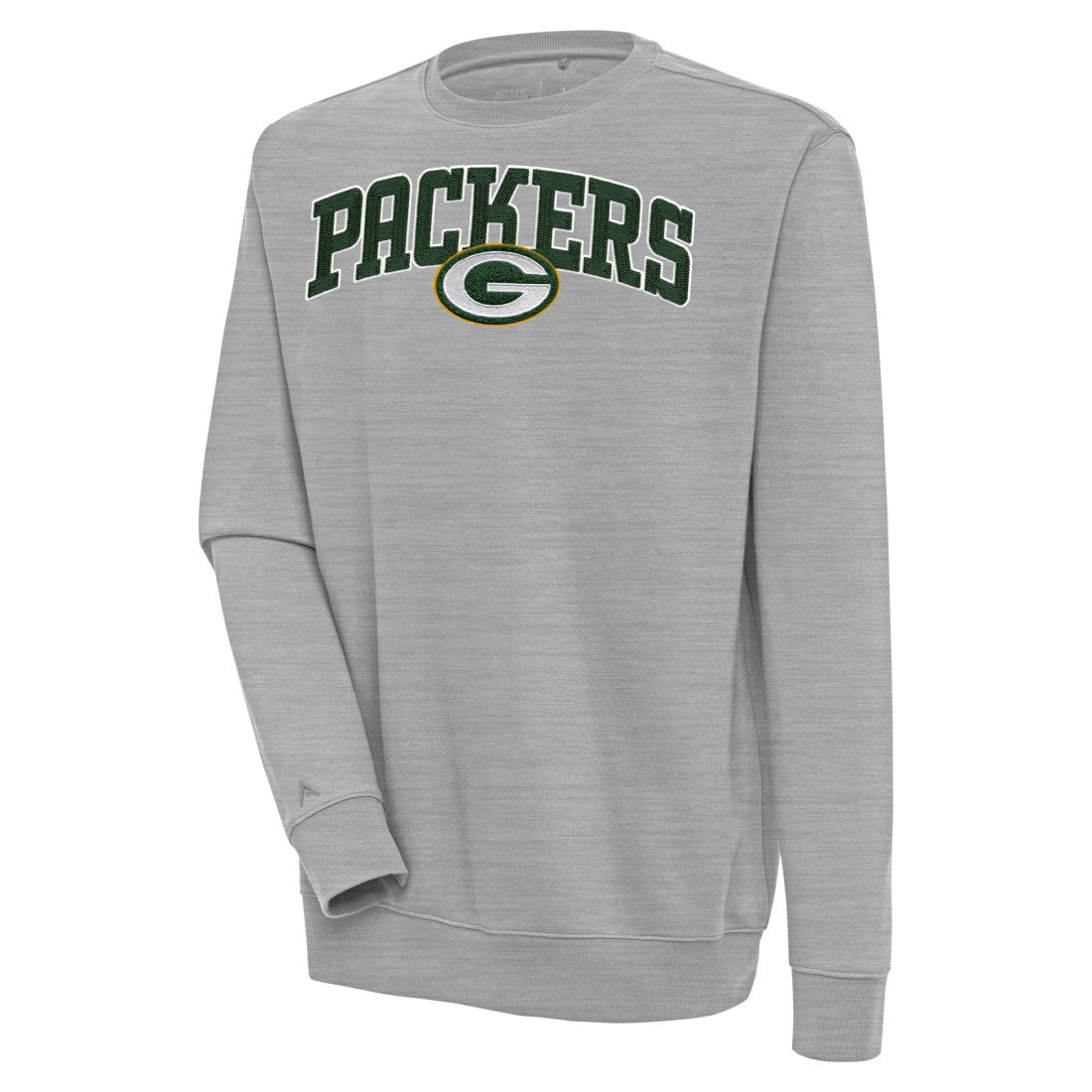 Green Bay Packers Antigua Victory Chenille Pullover Sweatshirt Heather Gray