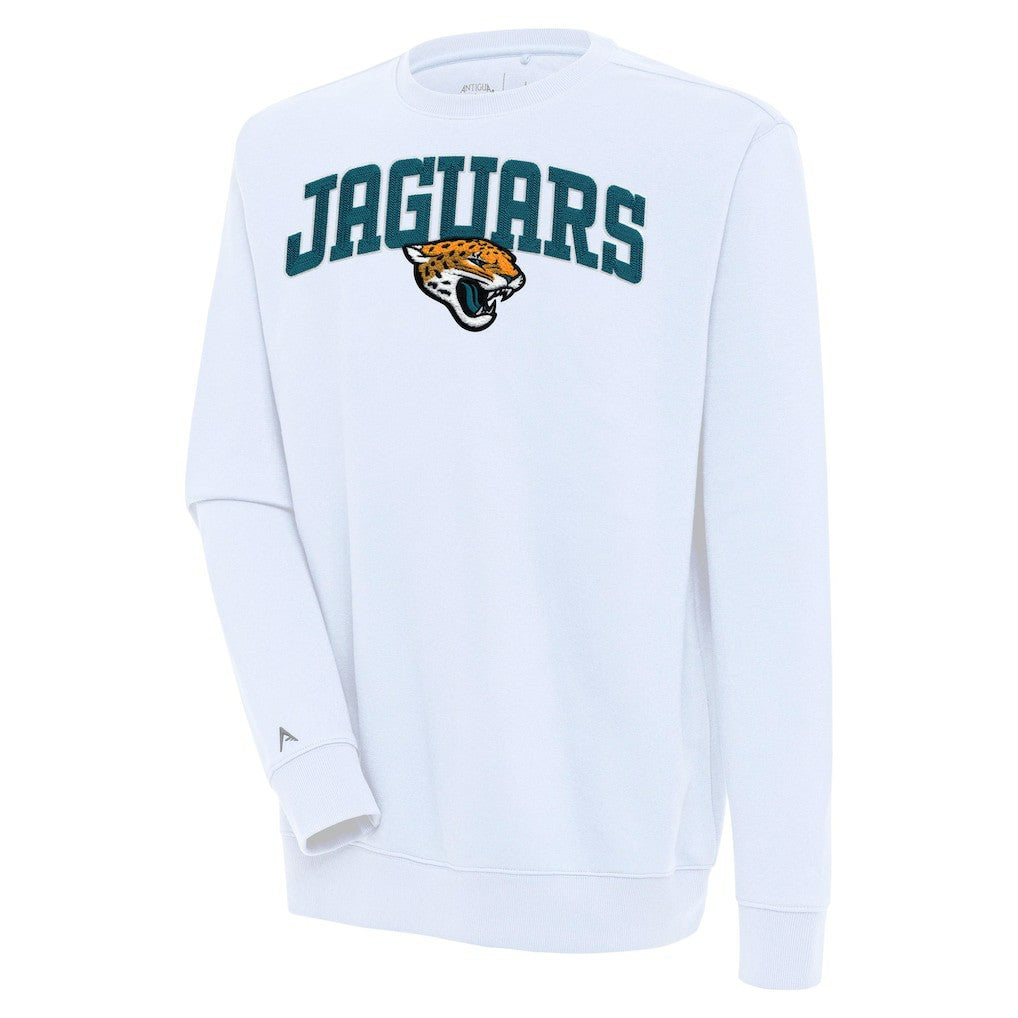 Jacksonville Jaguars Antigua Victory Chenille Pullover Sweatshirt White