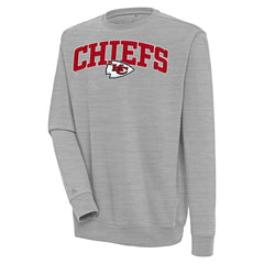 Kansas City Chiefs Antigua Victory Chenille Pullover Sweatshirt Heather Gray