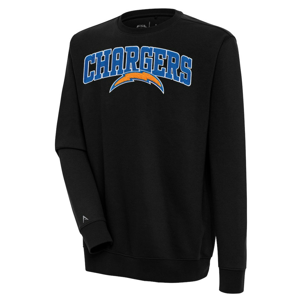 Los Angeles Chargers Antigua Victory Chenille Pullover Sweatshirt Black