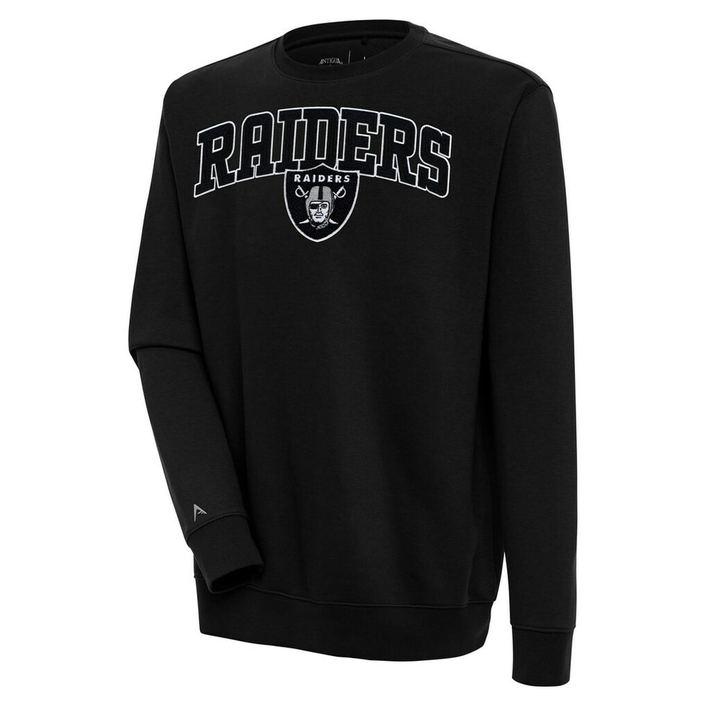 Las Vegas Raiders Antigua Victory Chenille Pullover Sweatshirt Black