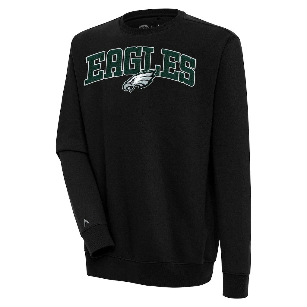Philadelphia Eagles Antigua Victory Chenille Pullover Sweatshirt Black
