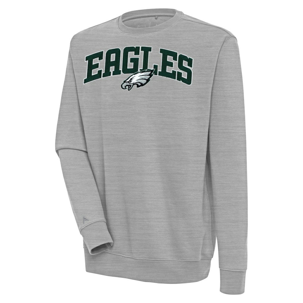 Philadelphia Eagles Antigua Victory Chenille Pullover Sweatshirt Heather Gray
