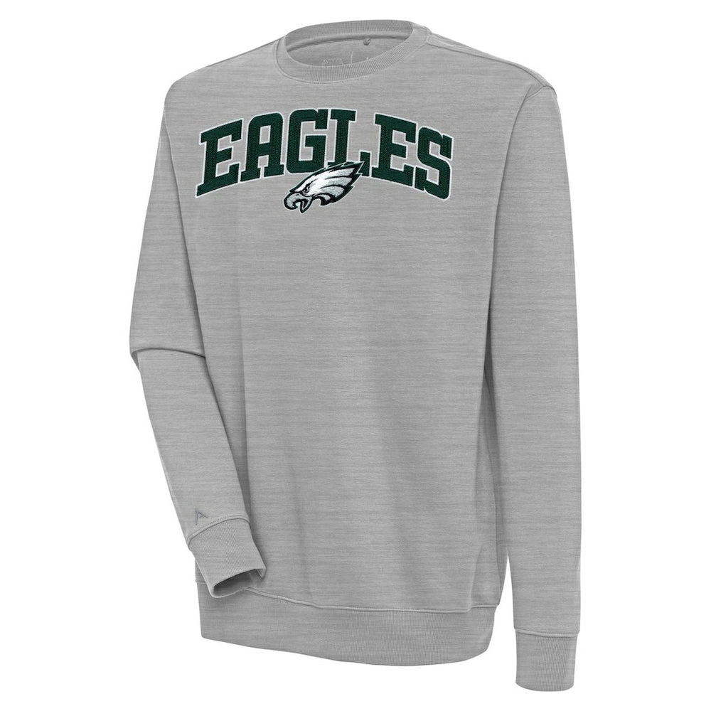 Philadelphia Eagles Antigua Victory Chenille Pullover Sweatshirt Heather Gray