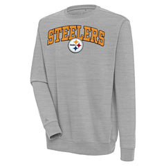 Pittsburgh Steelers Antigua Victory Chenille Pullover Sweatshirt Heather Gray