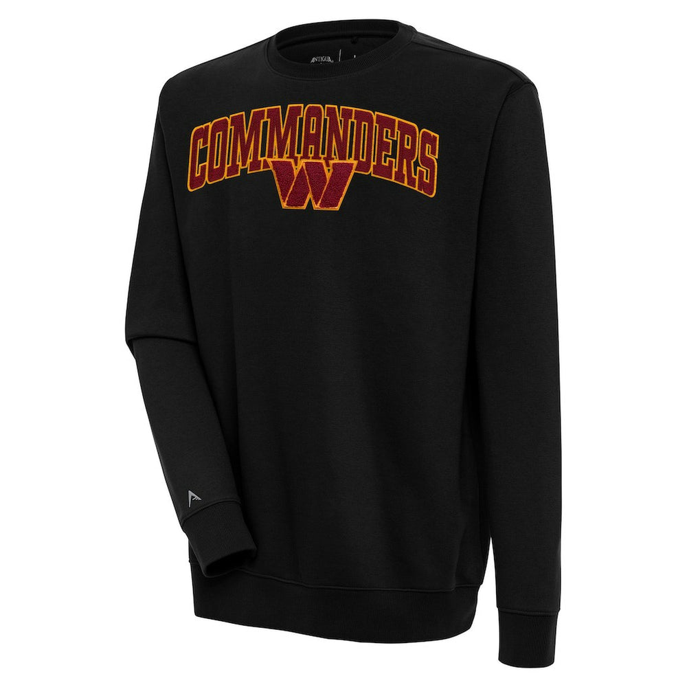 Washington Commanders Antigua Victory Chenille Pullover Sweatshirt Black