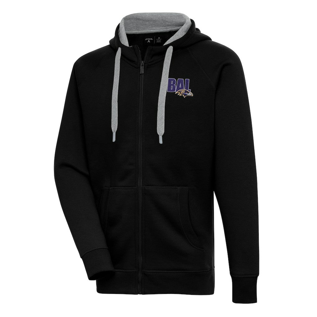 Baltimore Ravens Antigua Victory Full-Zip Hoodie Black